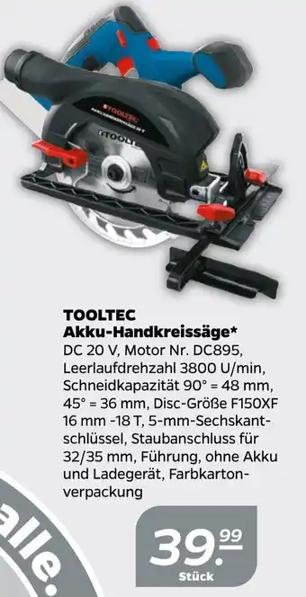 NETTO Tooltec Akku Handkreissäge Angebot