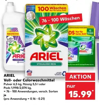 Kaufland Ariel Voll- o. Colorwaschmittel 76-100wl Angebot