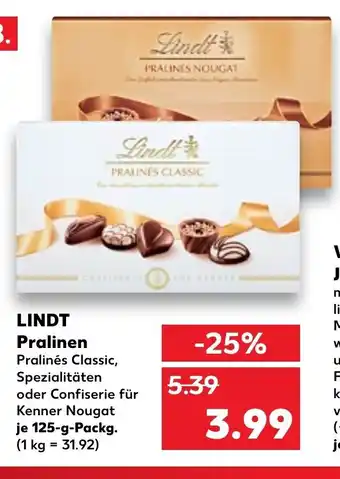 Kaufland Lindt Pralinen 125g Angebot