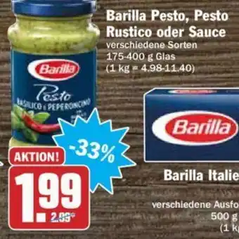 Hit Barilla Pesto, Pesto Rustico oder Sauce 175-400g Glas Angebot