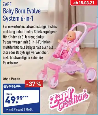 Aldi Nord Zapf Baby Born Evolve System 6 in 1 Angebot