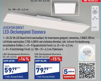 Aldi Nord Leuchten LED Deckenpanel Eleonora Angebot