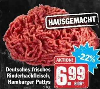 Hit Deutsches frisches Rinderhackfleisch, Hamburger Pattys 1kg Angebot