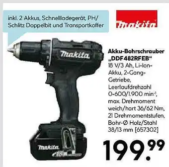 Hellweg Makita akku-bohrschrauber „ddf482rfeb” Angebot