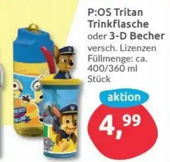 Budni P:OS Tritan Trinkflasche oder 3-D Becher 400/360ml Angebot