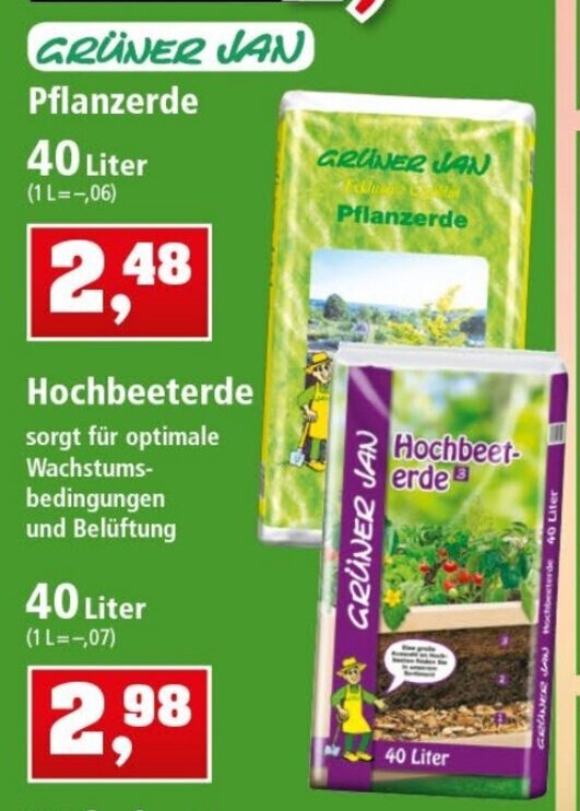 Grüner Jan Pflanzerde 40L oder Hochbeeterde 40L Angebot bei Thomas Philipps