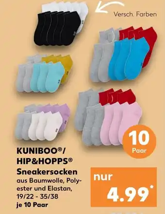 Kaufland Kuniboo/Hip&Hopps Sneakersocken 19/22-35/38 10 Paar Angebot