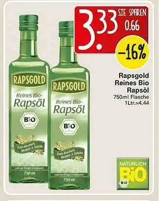 WEZ Rapsgold Reines Bio Rapsöl 750ml Angebot