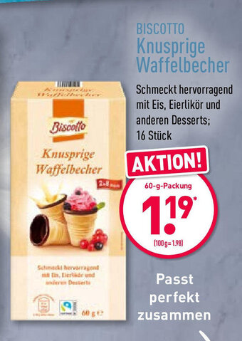 Aldi Nord Biscotto Knusprige Waffelbecher 60g Angebot