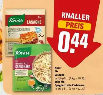 REWE Knorr fix lasagne oder fix spaghetti alla carbonara Angebot