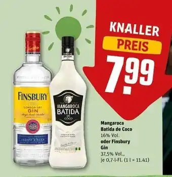 REWE Mangaroca batida de coco oder finsbury gin Angebot