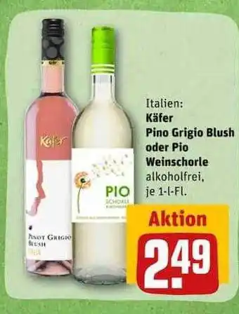 REWE Käfer pino grigio blush oder pio weinschorle Angebot