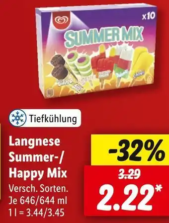 Lidl Langnese summer-/ happy mix Angebot