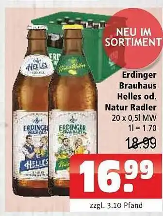 Getränkehaus Erdinger brauhaus helles oder natur radler Angebot