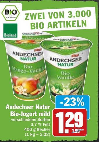 Hit Andechser Natur Bio Jogurt mild 400g Angebot