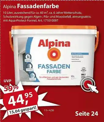 Sonderpreis Baumarkt Alpina fassadenfarbe Angebot