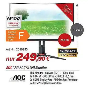 ACom PC Aoc c27g2zu-bk led monitor Angebot