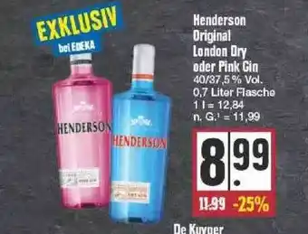 Edeka Henderson original london dry oder pink gin Angebot