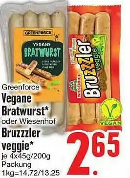 Edeka Greenforce vegane bratwurst oder bruzzler veggie Angebot