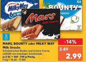 Kaufland Mars, bounty oder milky way milk snacks Angebot