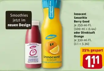 REWE City Innocent Smoothie Berry Good 250ml oder Direktsaft Orange 330ml Angebot