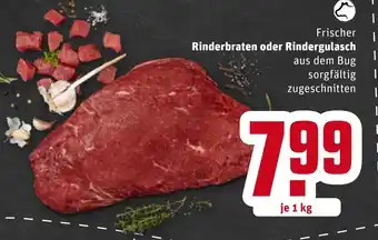 REWE Frischer Rinderbraten oder Rindergulasch 1kg Angebot