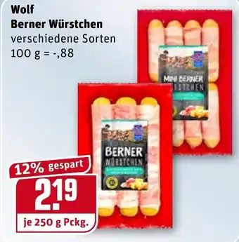 REWE Wolf Berner Würstchen 250g Angebot