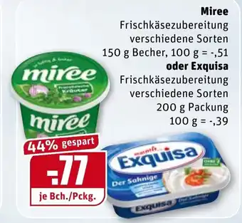 REWE Miree 150g Becher oder Exquisa 200g Angebot