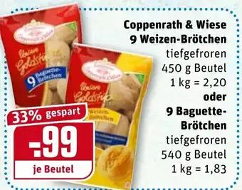 REWE Coppenrath & Wiese 9 Weizen Brötchen 450g Beutel oder 9 Baguette Brötchen 540g Angebot