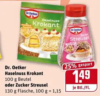 REWE Dr. Oetker Haselnuss Krokant 100g Beutel oder Zucker Streusel Angebot