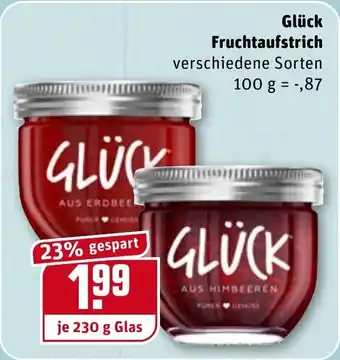 REWE Glück Fruchtaufstrich 230g Glas Angebot