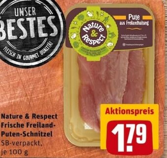 REWE City Nature & Respect Frische Freiland Puten Schnitzel 100g Angebot