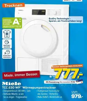 Euronics XXL Miele tcc230 wp wärmepumpentrockner Angebot