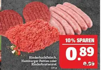 Marktkauf Rinderhackfleisch, hamburger patties oder rinderbratwurst Angebot