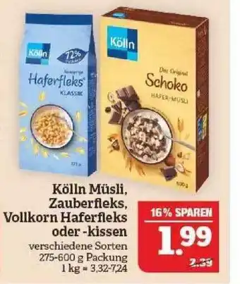 Marktkauf Kölln müsli, zauberfleks, vollkorn haferflecks oder -kissen Angebot