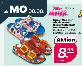 NETTO Spider man oder minnie mouse kinder tieffußbett pantoletten Angebot