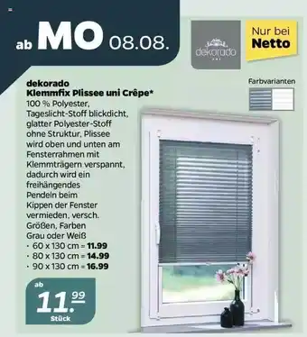 NETTO Dekorado klemmfix plissee uni crêpe Angebot