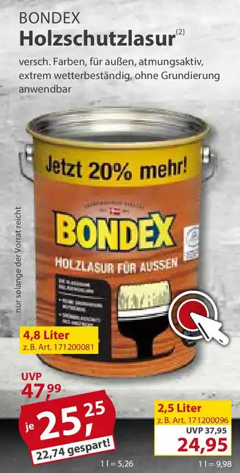 Sonderpreis Baumarkt Bondex Holzschutzlasur 4,8L Angebot