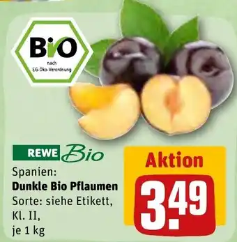 REWE Dunkle Bio Pflaumen 1 kg Angebot