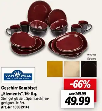 Lidl Van Well Geschirr Kombiset ,,Elements" 16-tlg. Angebot