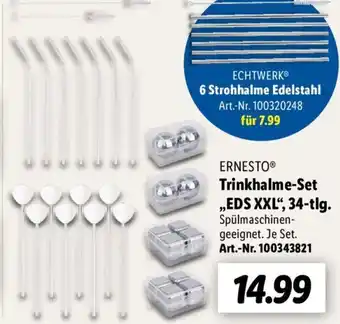 Lidl Ernesto Trinkhalme Set ,,EDS XXL, 34 tlg. Angebot