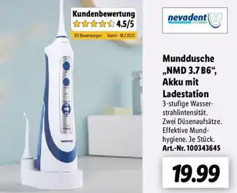 Lidl Nevadent Munddusche ,,NMD 3.7 B6" Akku mit Ladestation Angebot