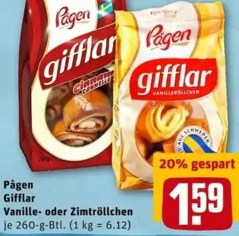 REWE City Pagen Gifflar Vanille oder Zimtröllchen 260g Btl. Angebot