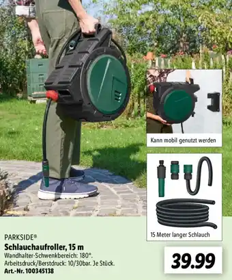 Lidl Parkside Schlauchaufroller, 15 m Angebot