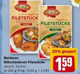 REWE City Matthews Hähnchenbrust Filetstücke 150g Angebot