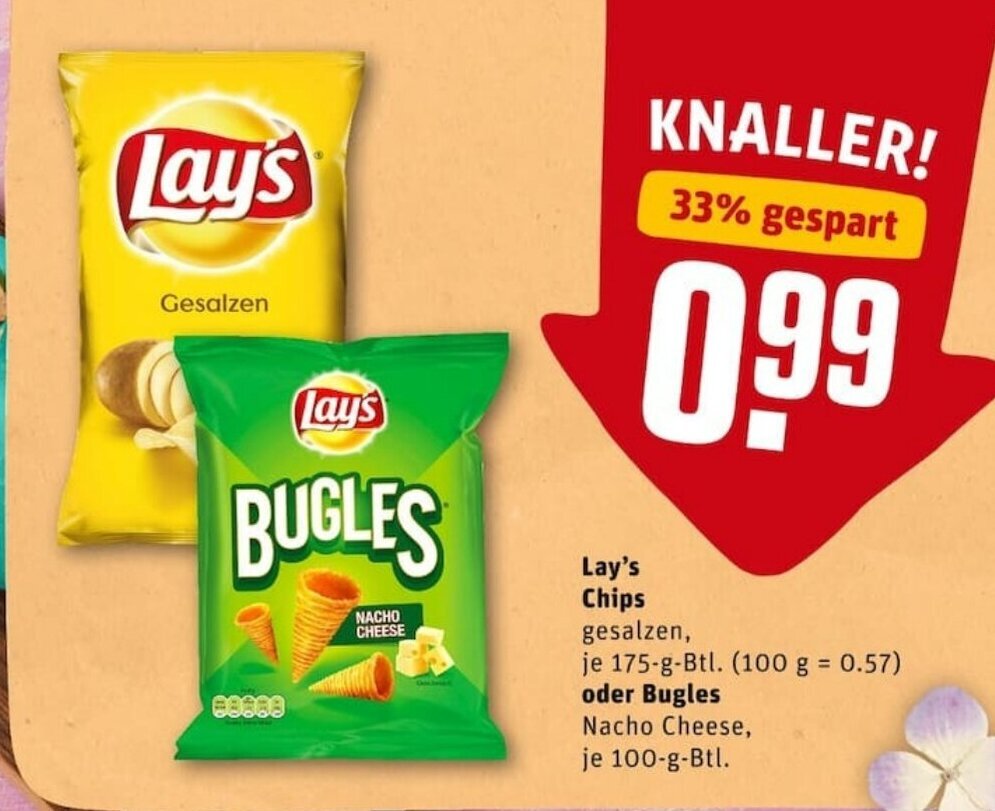 Lay's Chips 175g Btl. oder Bugles 100g Btl. Angebot bei REWE City