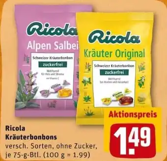 REWE City Ricola Kräuterbonbons 75g Btl. Angebot