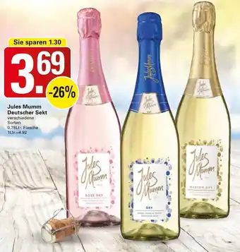 WEZ Jules Mumm Deutscher Sekt 0,75Ltr. Flasche Angebot