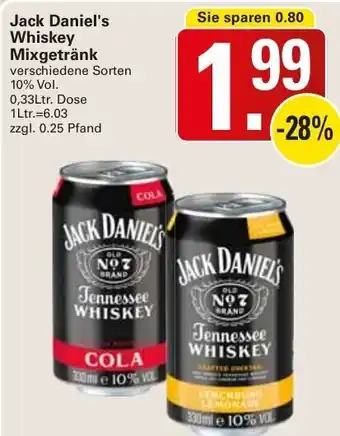 WEZ Jack Daniel's Whiskey Mixgetränk 0,33Ltr. Dose Angebot