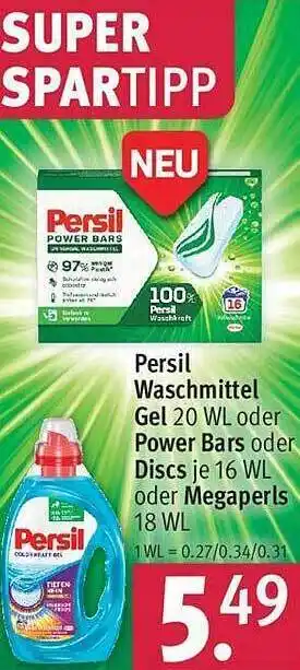 Rossmann Persil waschmittel gel oder power bars oder discs oder megaperls Angebot